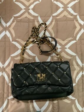 Badgley Mischka Black Quilted Crossbody with Gold Chain